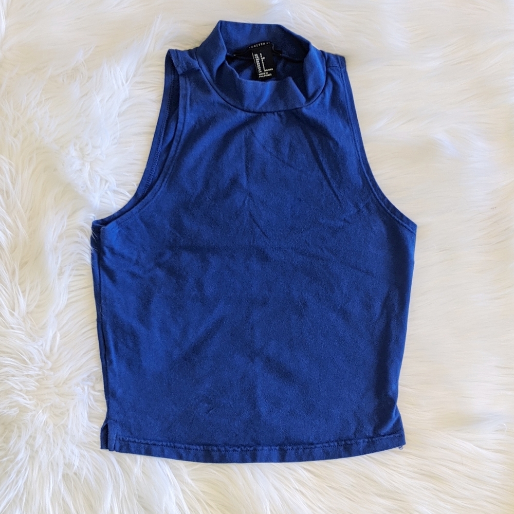 High neck Blue Crop Top